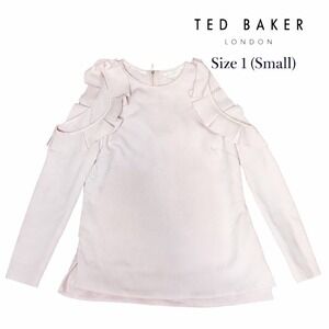 Ted Baker London Steffe Cold Shoulder Ruffle Top Dusty Pink Size 1 Small